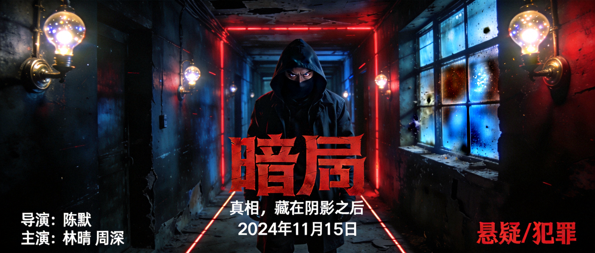 悬疑剧情电影海报，神秘氛围与紧张情节